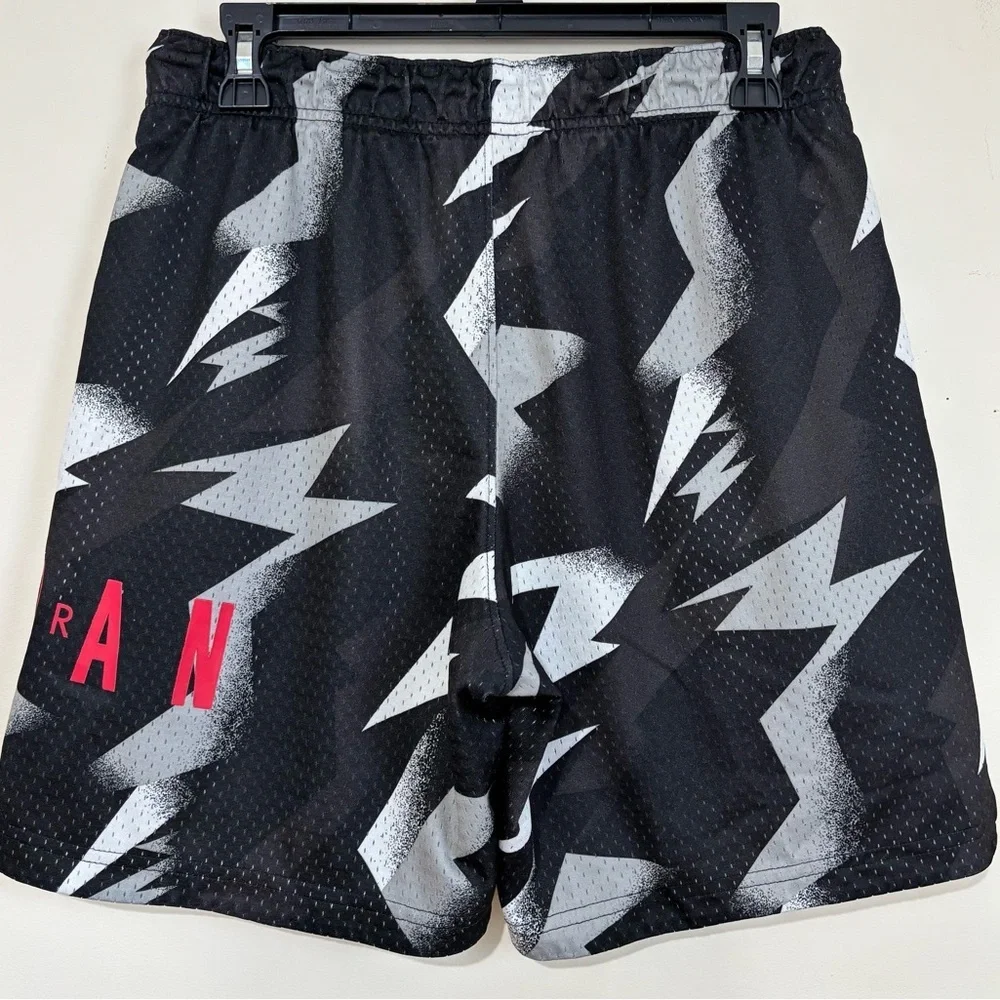 Nike Jordan Mens S Jumpman Air Tribal Printed Black Gray Pull On Mesh Shorts